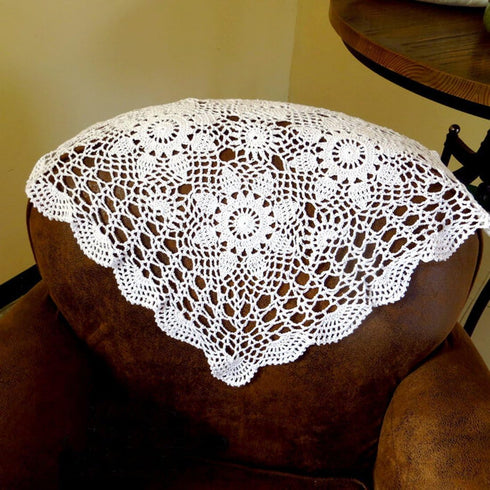 Dcor,15inches(40cm) Hsvanyr White Nightstand Cover Handmade Crochet Lace Table Cloth Doilies Dining Room Mats Table