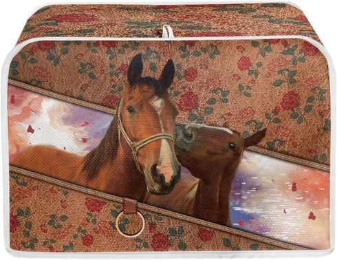 Horse Toaster Dust Cover, Universal Toaster Covers Bread Maker Cover Rsoe Print Bakeware Protector Small Appliance Dust Storage Bag for 4 Slice Toasters