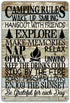 QIONGQI Funny Camping Rules Metal Tin Sign, Rustic Wall Decor for Home Camper Room Decor Gifts