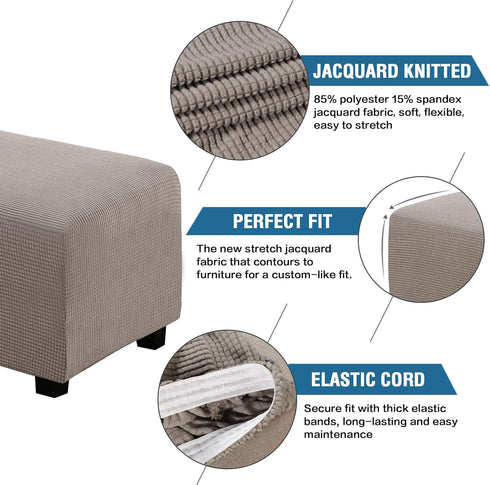 29"-34" H.VERSAILTEX Ottoman Cover Slipcover Rectangle Fit Length Footrest Sofa Slipcovers Stool Cover Footstool