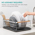 Navaris Compact Dish Rack with Drip Tray & Cutlery Holder, Easy to Assemble and Clean, Silver
