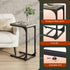 Compact Greige C Shaped End Table with Metal Frame for Living Room & Bedroom