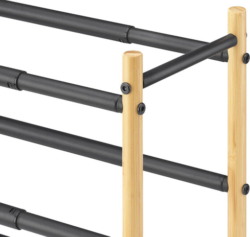3-Tier 12 Whitmor Expandable Shoe Rack - Store up to pairs of shoes - Bamboo & Matte Black