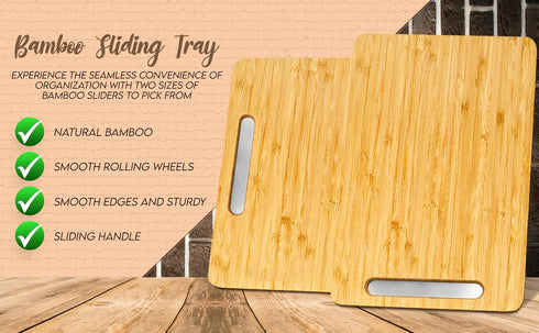 Bamboo Appliance Slider Tray for Coffee Maker & Heavy Kitchen Appliances, Rolling Wheels Under Cabinet Countertop