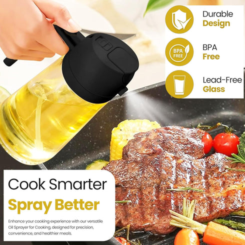 2 1 16oz/470ml in Oil Sprayer & Dispenser for Cooking | Glass Olive Oil Sprayer with Brush | Oil Spray Bottle