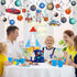 Blulu 30 Pcs Outer Space Party Decoration, Blue Solar System Planet UFO Rocket Astronaut Hanging Swirls