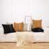 Pack 2 18 18 Inch of Orange Brown Boucle Decorative Pillow Cover with Faux Leather Modern Accent Pillow Case x Textured