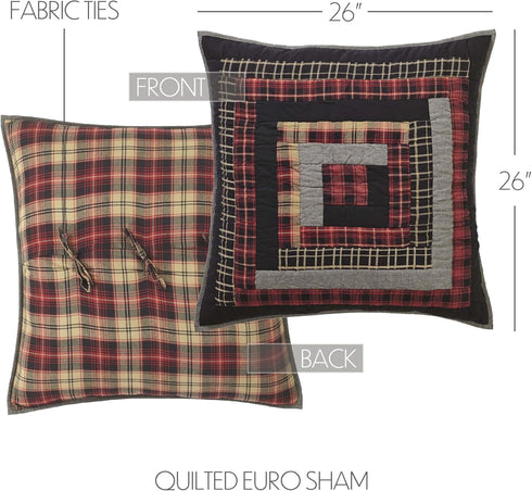 VHC Brands Rustic & Lodge Euro Sham 26x26, Chili Pepper Red Quilted Bedding Accessory