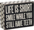 Primitives by Kathy Polka Dot Trimmed Box Sign, 4" x 5", Life is Short