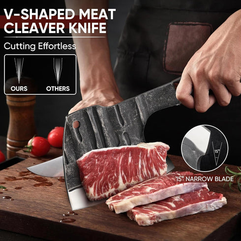Dream Reach Heavy Duty Meat Bone Cleaver Knife, Handmade Butcher Knife with Sheath, Hand Forged Full Tang Chopper for