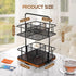 2 8 360 Countertop 100+ Rotating Tea Bag Organizer Tier Basket Spinning Teabag Holder Organizer, Acacia Wood Iron Tea