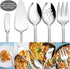 E-far 5-Piece Serving Utensils, Stainless Steel Scalloped Edge Hostess Set for Buffet Party, Dishwasher Safe
