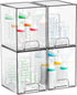 Yieach 7.5"H Stackable Storage Drawers,4 Pack Clear Acrylic Drawer Organizer for Vanity,Under Sink,Cabinet