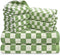 Jacquotha Green Checkered Towels Set of 8, Cotton Towels for Bathroom, 2