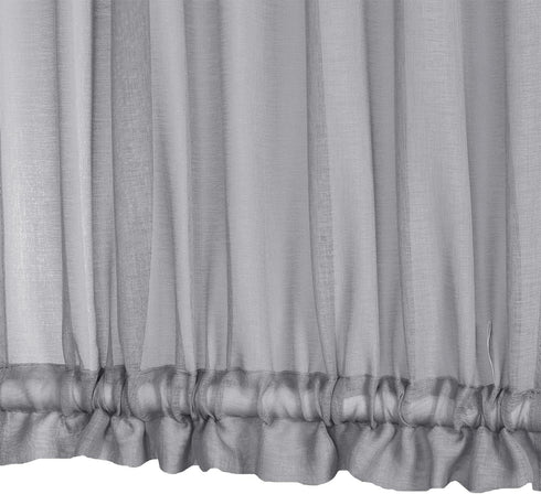Aquazolax Transparent Sheer French Door Curtain Panel (1 Piece, 30W x 40L, Grey) - Elegant Solid Voile Rod Pocket