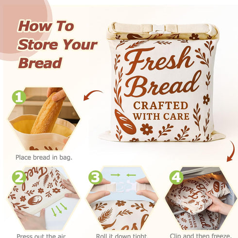 ANKEWY 17x13 Inch, 3 Packs Beeswax Bread Bags with Bowel Cover for Sourdough & Homemade Bread XL Reusable Bags
