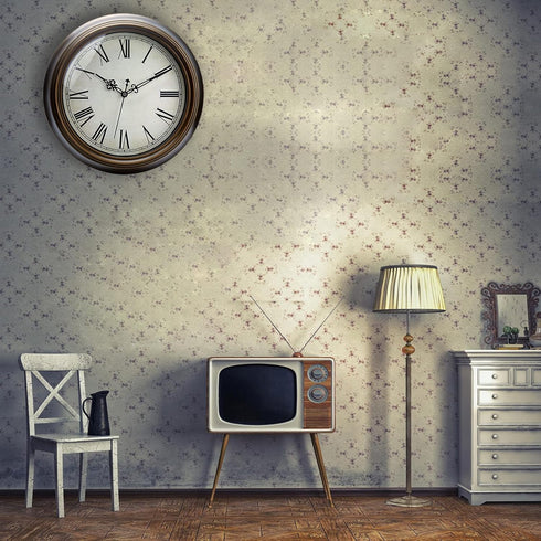 Plumeet 13'' Large Metal Wall Clock, Non-Ticking Retro Silent Iron Decorative Clock with Roman Numerals, Brown