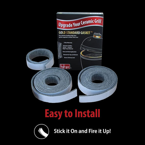 2yr Gold Standard High Heat Gasket with Adhesive for Large Big Green Egg with Kevlar and Nomex - Warranty