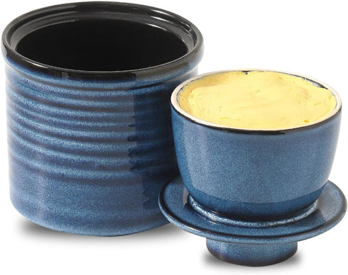 Ceramic Butter Crock, Butter Dish with Lid, Pottery Butter Container for Countertop,