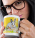 3dRose Calico Bunny Rabbit with Daisy Flowers Happy Easter Two Tone Mug, 1 Count (Pack of 1) - Black