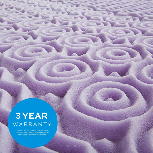 LUCID 2 Inch Lavender Memory Foam Twin XL Mattress Topper, 5 Zone