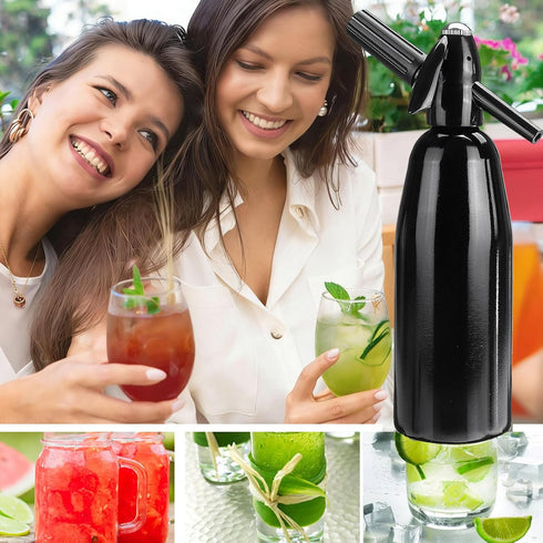 Atldmphic Siphon,1L Drinks,(8 CO2 Soda Sparkling Water and Soda Maker, Portable Carbonated Water Machine, Aluminium