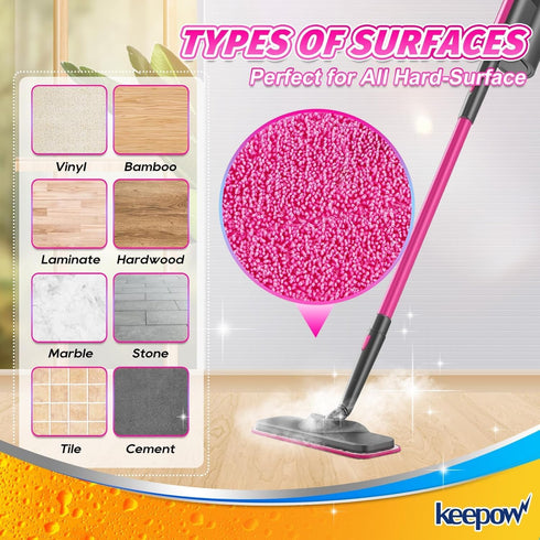 8 Pack 7 1 SLFCSM064 SLFCSM063 KEEPOW Reusable Microfiber Mop Pads Compatible with Schenley Steam Mop in Cleaner