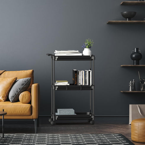 SimpleHouseware Standard Slim Rolling Storage Cart, 3-Tier, Black