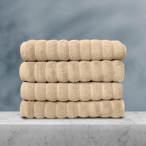 Classic Turkish Towels CTT Luxury Hand Towels Set of 4, 100% Turkish Cotton, Quick Dry, 20"x32", Almond Beige