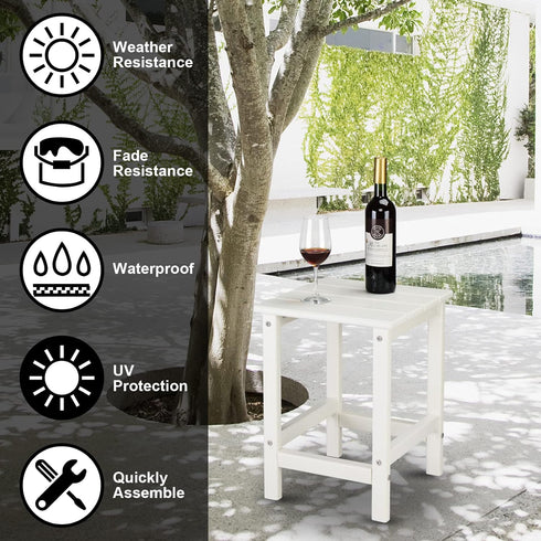 Kcelarec 1-White) Patio Side Table, Pool Composite Patio Table,HDPE End Tables for Backyard,Pool, Indoor Companion