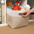 DULLEMELO Collapsible Rectangle Fabric Storage Basket, Organizing Clothes, Toys, Laundry, White & Khaki
