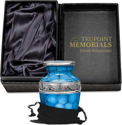 Trupoint Memorials Small Urns for Human Ashes Keepsake, Decorative Mini Cremation Urn for Adult Men Women, Light Blue