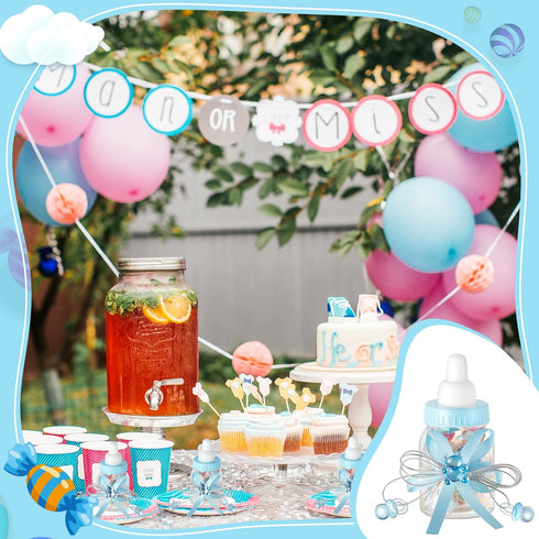 48 Nuenen Pcs Baby Shower Milk Bottles with Ribbon Plastic Bear Candy Bottles Baby Shower Favors Gender Reveal Wedding