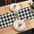 90 Inches (13x90) Buffalo Plaid Linen Table Runner Black and White Checkered Table Runners Long - Heat Resistant
