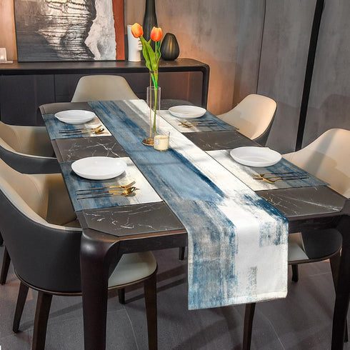 48 Inches Farmhouse Table Runners Long, Gray White Wood Grain Spring Table Runner White Table Runner Kitchen Tablecloth