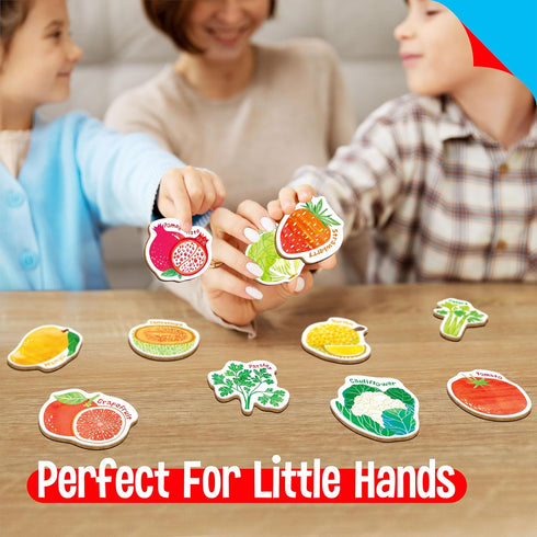 50 1-2 PCS Fruit & Vegetable Magnets, Adorable Magnetic Fruits Veggies Thick Fridge Magnets Cute Educational Learning