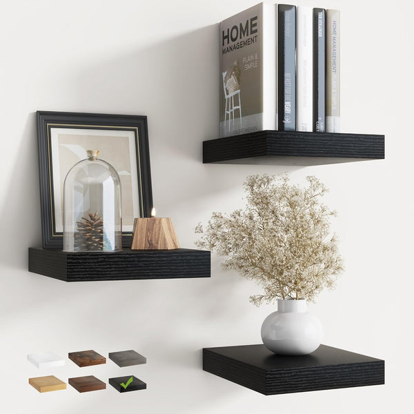 8 Inch Floating Shelves for Wall with Invisible Brackets Set of 3,