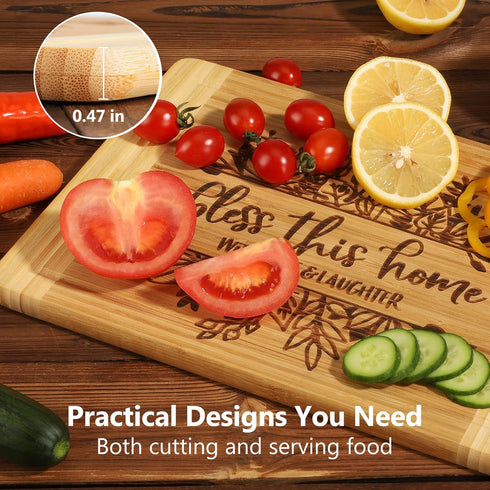 Engraved Cutting Board for New Home Owner, Housewarming Gift Ideas - Bless This Home with Love and Laughter