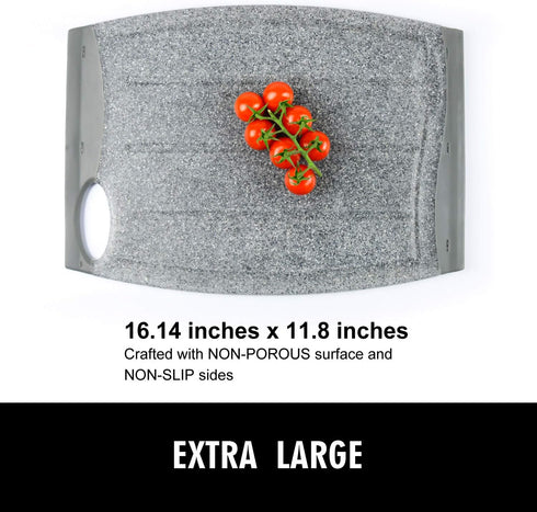 Extra Large Plastic Cutting Board, 16" Non-Slip Cutting Board for Meat, Thicker Kitchen Chopping Board, Unique Design with Multiple Juice Grooves! BPA Free, Dishwasher Safe, Easy Grip Handle (Grey) by Ginkick