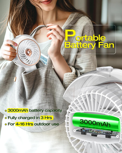 100ml Ausic Misting Baby Stroller Fan, Portable Misting Fan for Outdoors - Detachable Tripod, Safe Clip On Fans