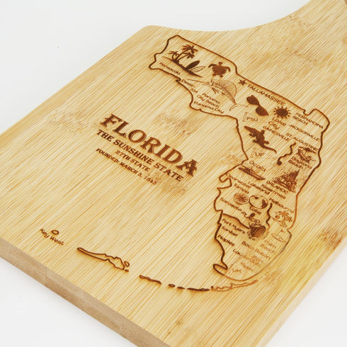 Premium Bamboo State-Shaped Cutting Board Set - USA Map Design, Kitchen Decor, Florida, Sustainable Wooden Chopping
