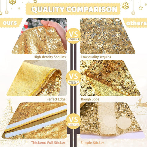 Gold Christmas Tree Skirts - 36 Inch Round Sequin Tree Skirts, Personalized Xmas Decor for Home