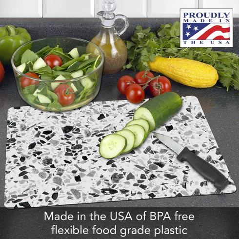 Cut N' Funnel Terrazzo Designer Flexible Plastic Cutting Board Mat 15" x 11.5", Made in the USA, Decorative, Flexible, Easy to Clean by Cut N' Funnel