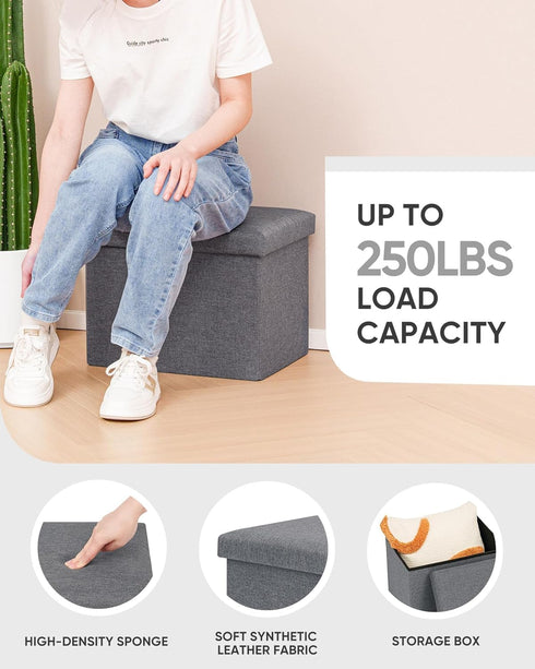 16.5"x12.6"x12.6" B FSOBEIIALEO Folding Storage Ottoman Cube Linen Ottomans for Living Room, Bedroom, Home Office, Dorm