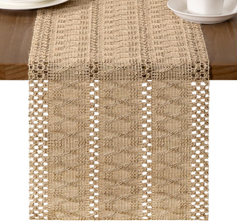MLMW Boho Table Runner 36 inches Small Coffee Table Runner Rustic Burlap