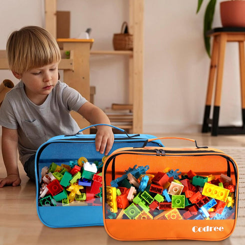 codree 6 Pack 13 8.5 3.9 Inch Large Oxford Cloth Toy Storage Bags, x x Visible Organizer Pouch with Zipper, Waterproof