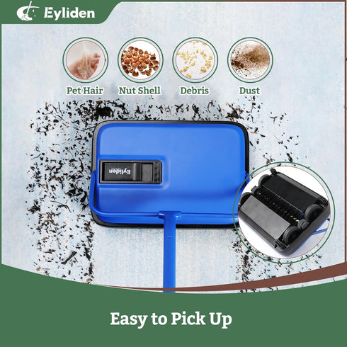 Eyliden Mini Carpet Sweeper: Lightweight Hand Push, Non-Electric, Easy Manual Sweeping for Carpet