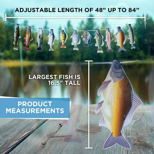 Havercamp Gone Fishin String Hanging Banner for Fish Fry, Bass Fishing, Freshwater & Salt Water Tournament Decor