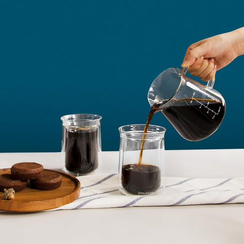 Glass Range Coffee Server for Pour Over Coffee & Tea, 600ml/20oz Ovalware Microwave Safe & Heatproof 2.5mm Thick Glass