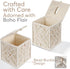 Tissue Box Cover Square Woven Macrame, Boho Decor Tissues Holder with Bead Buckle for Home, Bathroom, Office